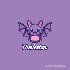 Obraz premium Cute bat logo, vector, mascot, character, cartoon, illustration, eps10