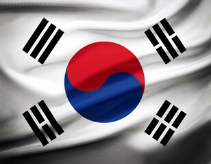 3d illustration of fluttering flag of South Korea texture
