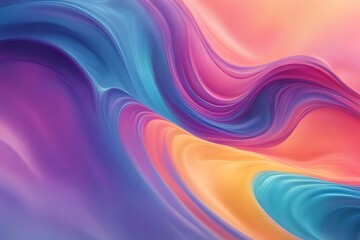 Obraz premium A flowing wave of liquid paint in gradient colors creating a smooth glossy background, AI Generated
