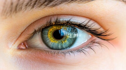 Obraz premium Close-up of a human eye showing intricate iris and details