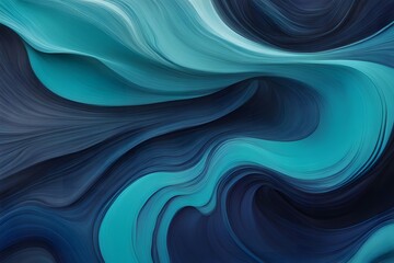 Fototapeta premium A smooth flowing wave of paint colors blending from bright turquoise to deep indigo, AI Generated
