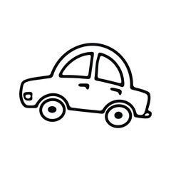 Obraz premium A charming black and white outline of a small car, featuring rounded shapes and a simplistic design.