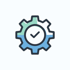 Cogwheel and check mark, settings icon. Vector illustration.