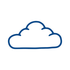 A minimalistic cloud icon in blue outline, representing cloud computing, storage, or weather concepts.