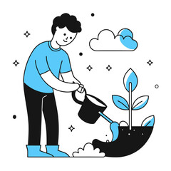 plant seed business illustration of a man