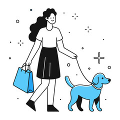 woman with dog walking 