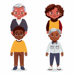 Diverse Black Characters of Various Ages for Print-on-Demand T-Shirts and Educational Materials