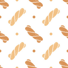Seamless patterns of Bakery bread cartoon doodle.
