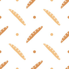 Seamless patterns of Baguettes cartoon doodle.