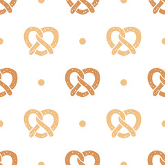 Seamless patterns of Pretzel cartoon doodle.