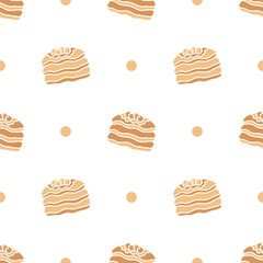 Seamless patterns of Pancakes cartoon doodle.