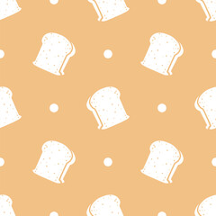 Seamless patterns of Whole Wheat Bread cartoon doodle.