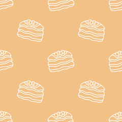 Seamless patterns of Pancakes cartoon doodle.