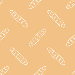 Seamless patterns of Baguettes cartoon doodle.