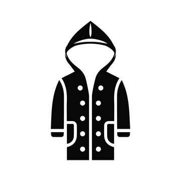 recommend clip art: Raincoat, jacket, clothes icon. Black vector graphics.