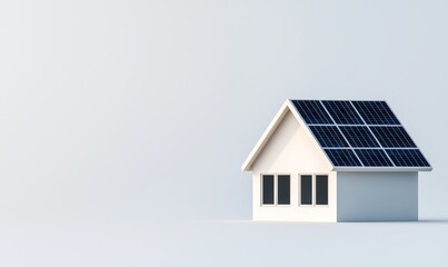 sustainable home design with solar panel roof, minimalist modern architecture illustration