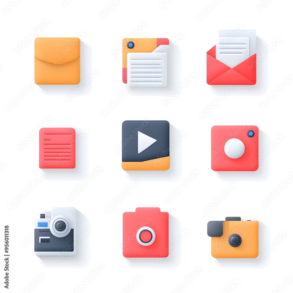 Aufkleber Assortment of Colorful Gradient Icons for Various Digital File Formats