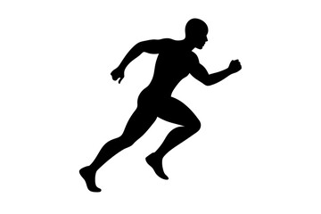 running men side view of vector runner silhouette	
