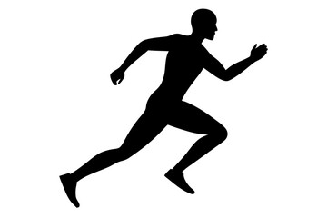 running men side view of vector runner silhouette	
