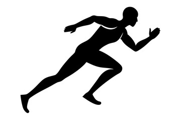 running men side view of vector runner silhouette	
