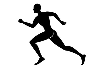 running men side view of vector runner silhouette	
