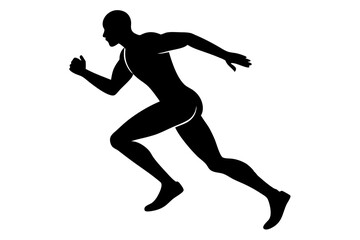 running men side view of vector runner silhouette	
