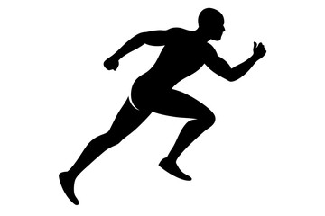 running men side view of vector runner silhouette	
