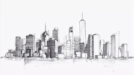 Fototapeta premium Vector city graphics image of a skyline overlooking a cityscape