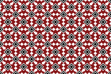 Red, black, white Navajo tribal vector seamless pattern. Native American ornament. Ethnic South Western decor style. Boho geometric ornament. Vector seamless pattern. Mexican blanket