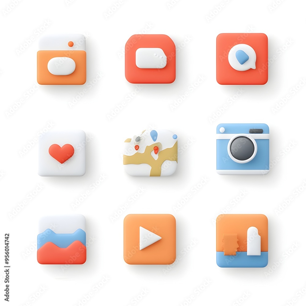 Aufkleber Flat Gradient Icon Set for Mobile Application User Interface