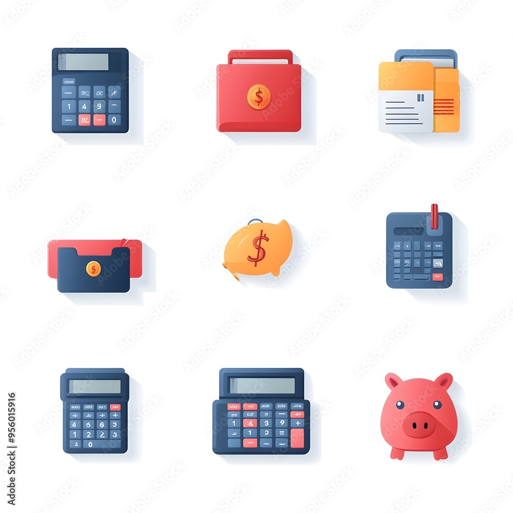 Aufkleber Flat Gradient Icon Set Representing Financial Tools and Concepts