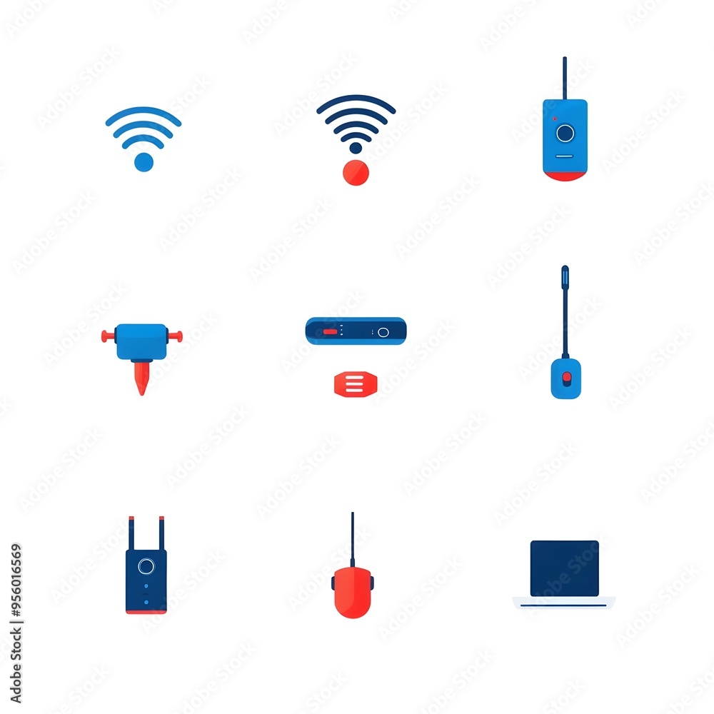 Aufkleber Flat Gradient Icons for Wireless Technology Features and Concepts