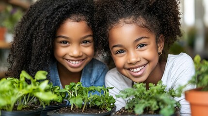 Young family planting vegetables in containers on their apartment balcony creating a green oasis in the city emphasizing the importance of teaching children about sustainability and food production