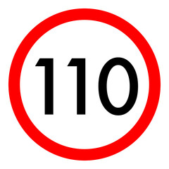 Speed limit 110 round road traffic icon flat design for project vector