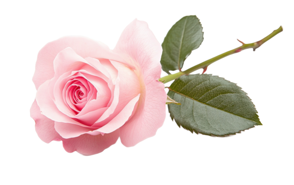 One pink rose flower on transparent background, png	