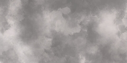 Abstract white and gray isolated cloud cumulus clouds. Gray aquarelle painted realistic fog or mist smoky textured canvas design. White and ash messy wall stucco texture background.