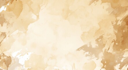 Watercolor Brown and Beige Background Vector with White Background and Central White Space in the Watercolor Dust Cloud. 