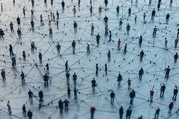 Simple people shapes connected by lines created with Generative AI