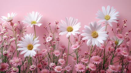  A minimalistic concept features white daisy chamomil