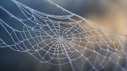 Frozen Spider Web with Dew Drops