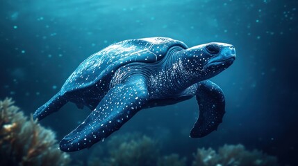 Fototapeta premium Sea Turtle in Blue