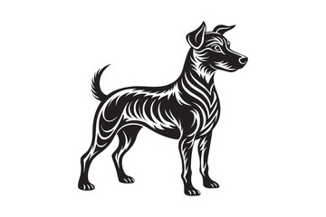 Dog silhouette vector art illustration isolated on white background.