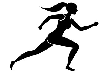 silhouettes of girl running pose vector illustration	
