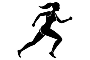 running women side view of vector runner silhouette	