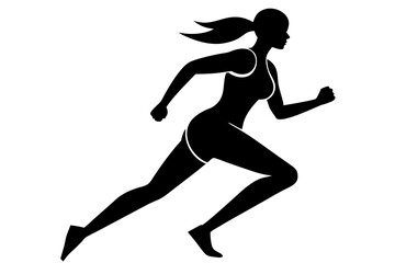 running women side view of vector runner silhouette	