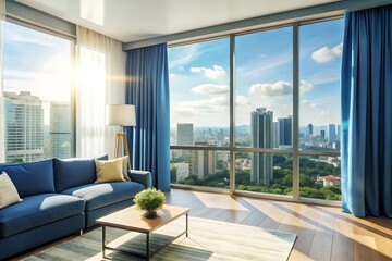 Fototapeta premium Minimalist luxury modern living room interior design, morning light, modern interior concept for use.