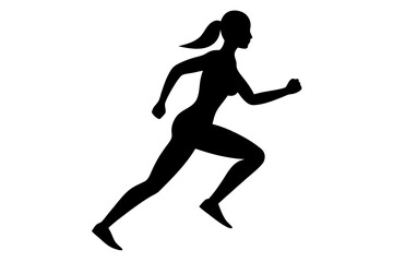 running women side view of vector runner silhouette	
