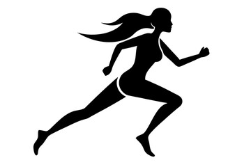 running women side view of vector runner silhouette	