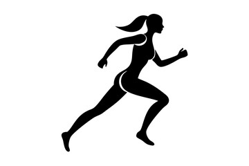 running women side view of vector runner silhouette	