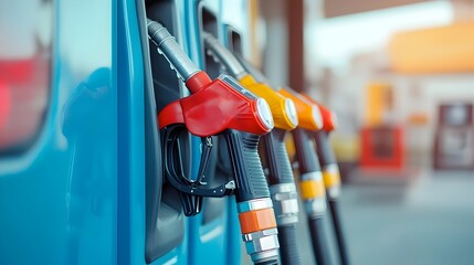 Vibrant and Modern Fuel Pumps in a Clean Commercial Setting